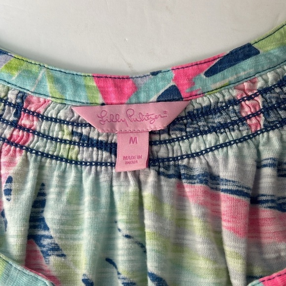 Lilly Pulitzer Essie Multi Beach Please Blue Pink Tropical Summer Tank Dress Med - Picture 13 of 15